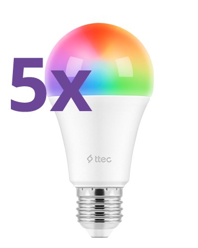 Set 5 x Lumi Smart Multicolor LED Glühbirne E27