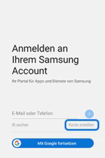 Samsung Konto erstellen